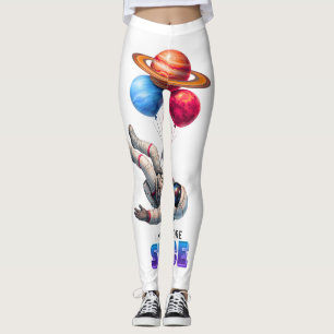 Funny Astronaut Planet Balloons - I Need More Spac Leggings