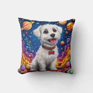 Funny Astronaut Puppy Gift for Pet Lovers Cushion