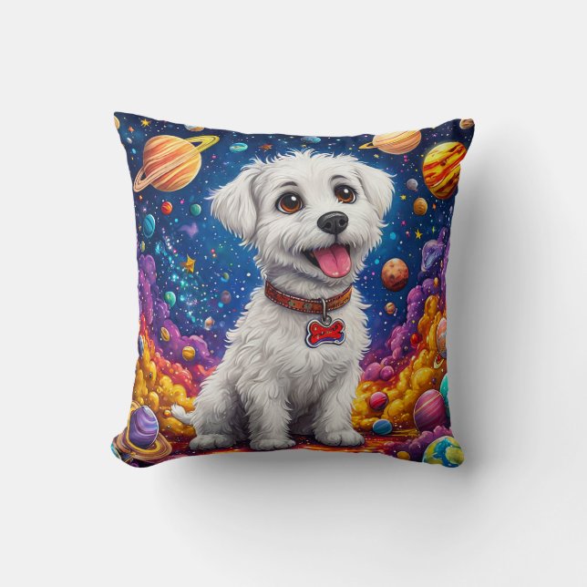 Funny Astronaut Puppy Gift for Pet Lovers Cushion (Front)