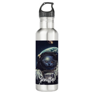 Funny Astronaut Shorthair Cat in Space             710 Ml Water Bottle