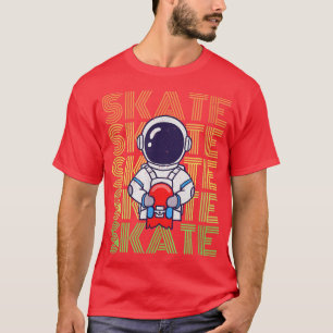 Funny Astronaut Skateboarding Vintage Graphic T-Shirt