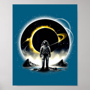 Funny Astronaut Space Eclipse Planet Science Poster