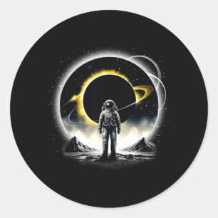 Funny Astronaut Space Eclipse Planet Science Solar Classic Round Sticker