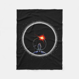Funny Astronaut Space Eclipse Planet Science Solar Fleece Blanket
