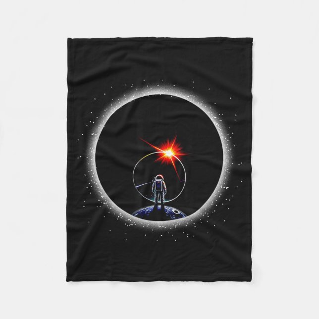 Funny Astronaut Space Eclipse Planet Science Solar Fleece Blanket (Front)
