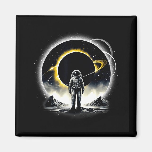Funny Astronaut Space Eclipse Planet Science Solar Magnet (Front)