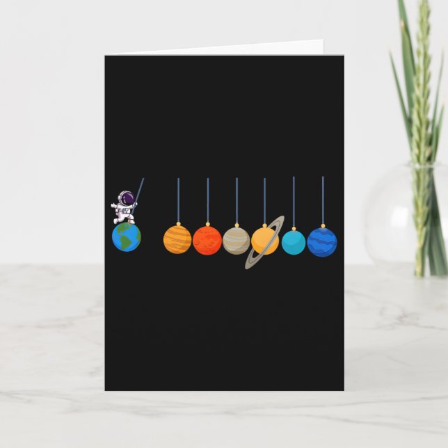 Funny Astronaut Swing Planets Space Science Mens B Card (Front)