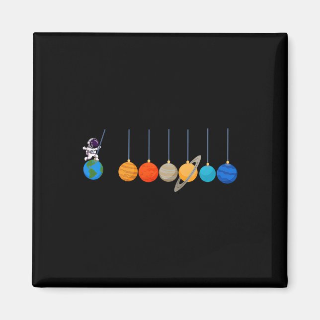 Funny Astronaut Swing Planets Space Science Mens B Magnet (Front)