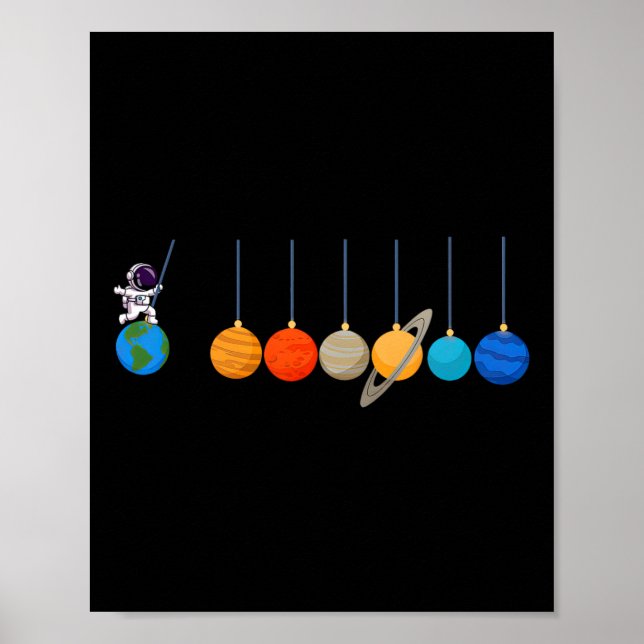 Funny Astronaut Swing Planets Space Science Mens B Poster (Front)