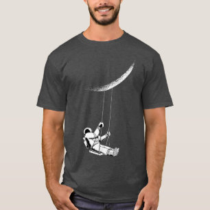 Funny astronaut swings on crescent moon T-Shirt