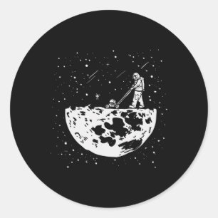 Funny Astronaut Tee Moon Mowing Gardening Spaceman Classic Round Sticker