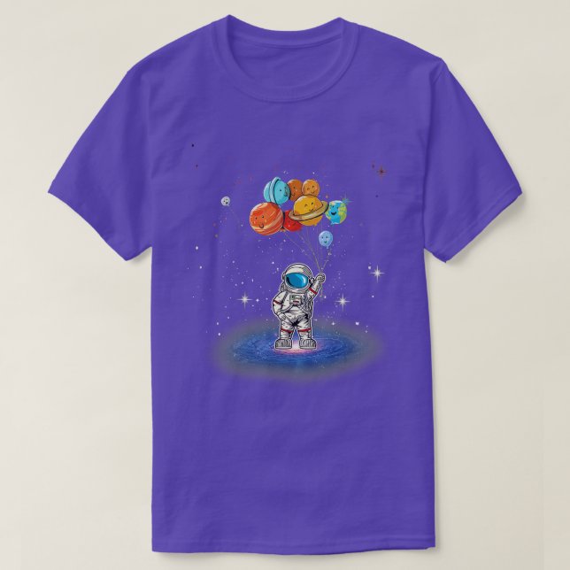 Funny Astronaut With Planets In Hand For Men Women T-Shirt (Design Front)