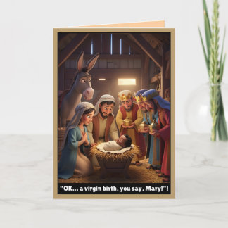 Funny atheist card, virgin birth theme card