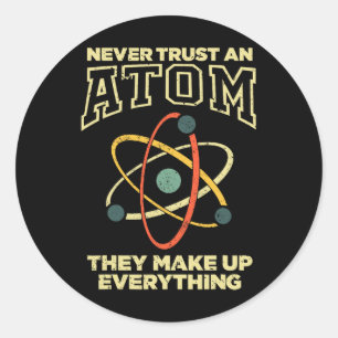 Funny Atom Art Men Women Stem Molecule Chemistry T Classic Round Sticker