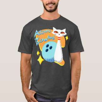 Funny Atomic Cat in MidCentury Modern Bowling  T-Shirt