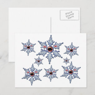 Funny Attack Zombies Snowflake Christmas Halloween Postcard