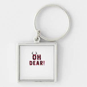 Funny Attitude Oh Dear Plaid Deer Creative Design Key Ring