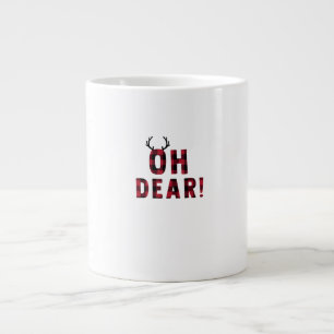 Funny Attitude Oh Dear Plaid Deer Creative Design Large Coffee Mug