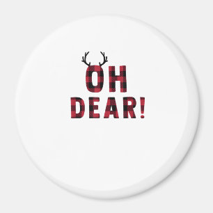 Funny Attitude Oh Dear Plaid Deer Creative Design Magnet