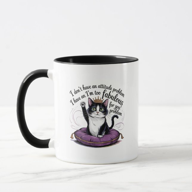 Funny attitude problem sarcasm cat  mug (Left)