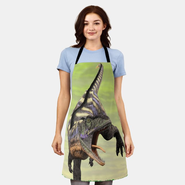 Funny Aucasaurus Roaring Prehistoric Dino Art Apron (Worn)
