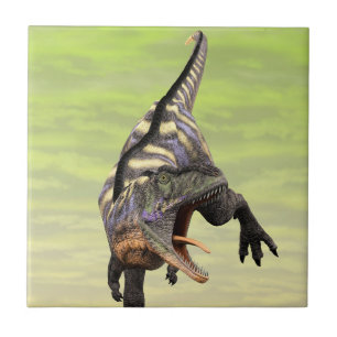 Funny Aucasaurus Roaring Prehistoric Dino Art Ceramic Tile