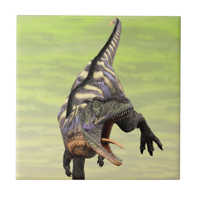 Funny Aucasaurus Roaring Prehistoric Dino Art Ceramic Tile (Front)