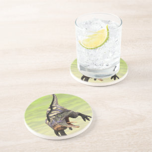 Funny Aucasaurus Roaring Prehistoric Dino Art Coaster