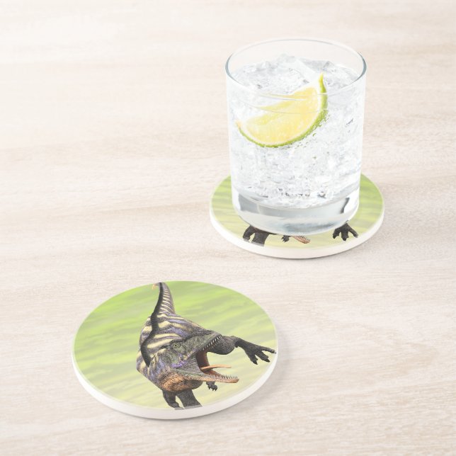 Funny Aucasaurus Roaring Prehistoric Dino Art Coaster (Side)