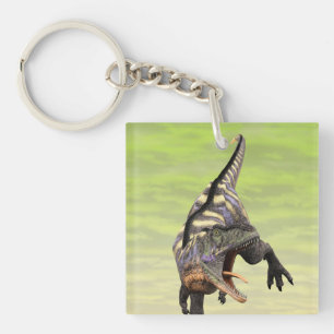 Funny Aucasaurus Roaring Prehistoric Dino Art Key Ring