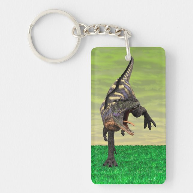 Funny Aucasaurus Roaring Prehistoric Dino Art Key Ring (Front)