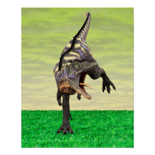 Funny Aucasaurus Roaring Prehistoric Dino Art Poster