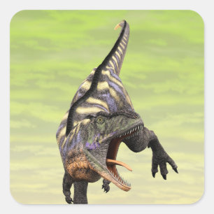 Funny Aucasaurus Roaring Prehistoric Dino Art Square Sticker