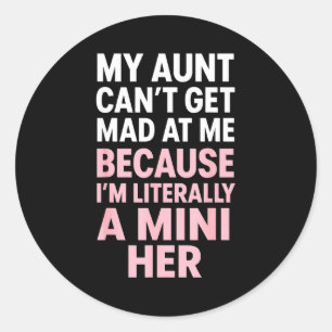Funny Aunt Niece Mini Her Matching Family Quote Classic Round Sticker