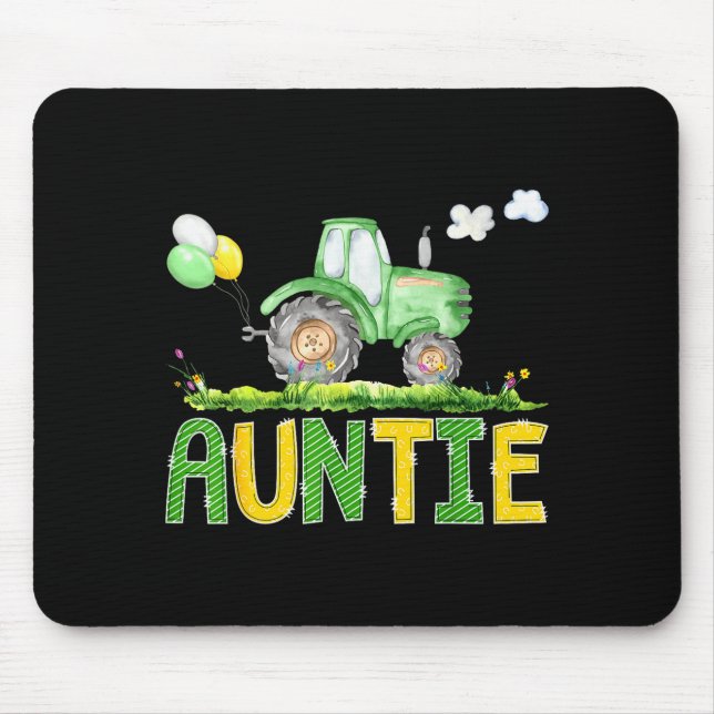 Funny Auntie Birthday Boy Tractor Farm Truck Match Mouse Pad (Front)