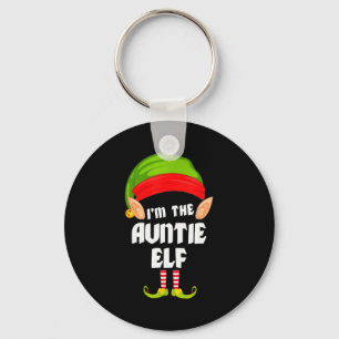 Funny Auntie Elf Matching Family Group Pj Christma Key Ring