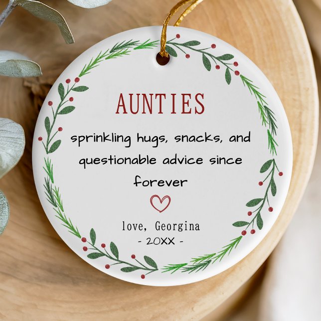 Funny auntie quote personalized keepsake  ceramic ornament (Creator Uploaded)