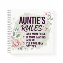 Funny Auntie Rules Floral Watercolor Family Quote