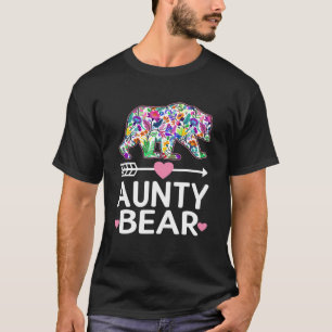 Funny Aunty Bear Mothers Day Floral Matching Famil T-Shirt