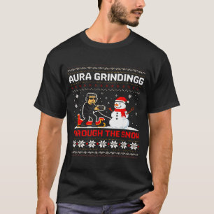 Funny Aura Grinding Christmas Meme Winter Gamer  T-Shirt
