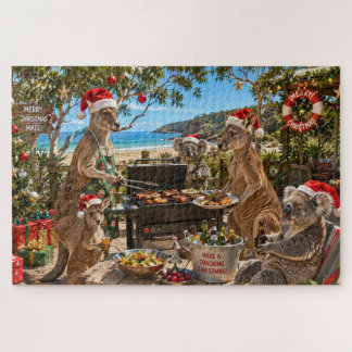 Funny Aussie Christmas Kangaroos BBQ 1000 Piece Jigsaw Puzzle
