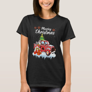 Funny Aussie Dog Red Truck Christmas Snow Xmas Tre T-Shirt