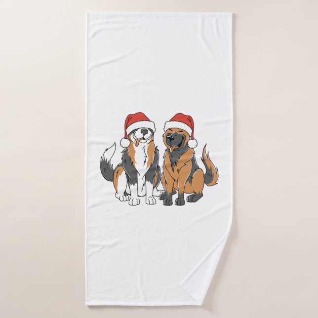 Funny Aussie German Shepherd Christmas Dogs in San Bath Towel (Bath Towel)