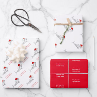 Funny Aussie Shark Xmas Card Wrapping Paper Sheet