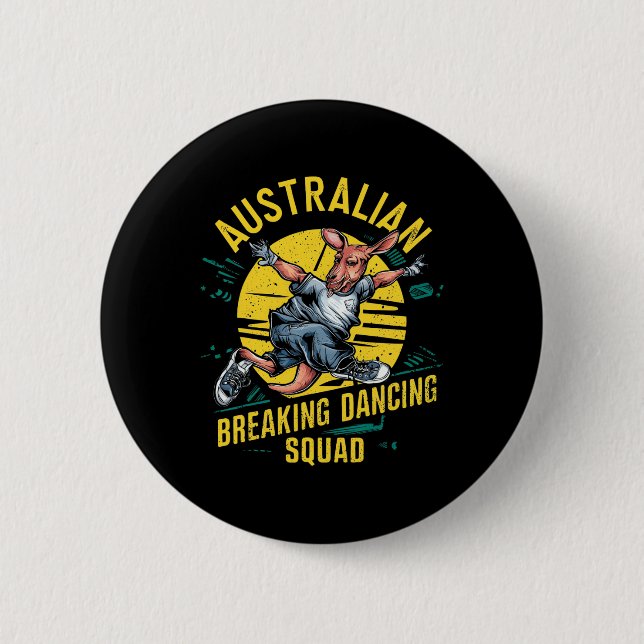 Funny Australian Break Dancing Squad Kangaroo  6 Cm Round Badge (Front)