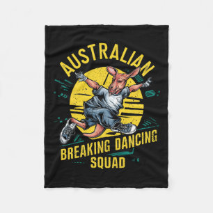 Funny Australian Break Dancing Squad Kangaroo Fleece Blanket