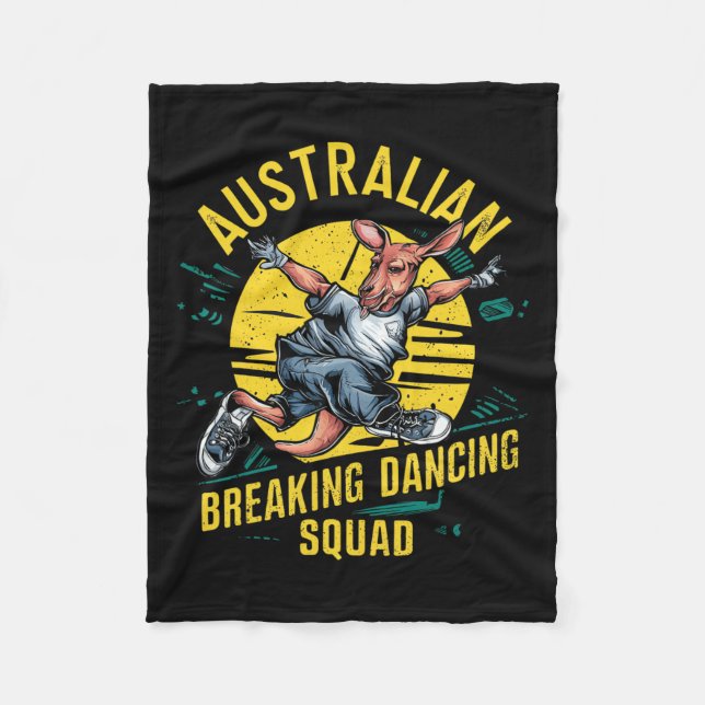 Funny Australian Break Dancing Squad Kangaroo  Fleece Blanket (Front)