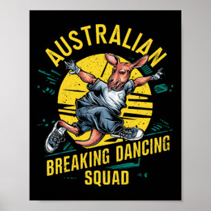 Funny Australian Break Dancing Squad Kangaroo Poster