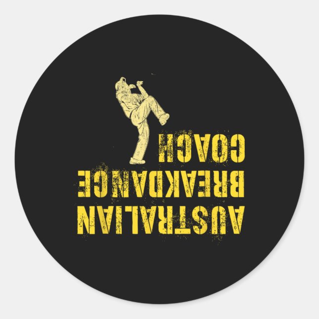 Funny Australian Breakdance Coach Tumbling Break D Classic Round Sticker (Front)