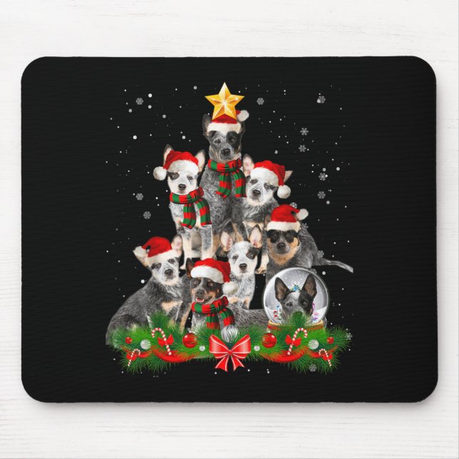 Funny Australian Cattle Dog Dog Christmas Tree Mouse Pad (Front)